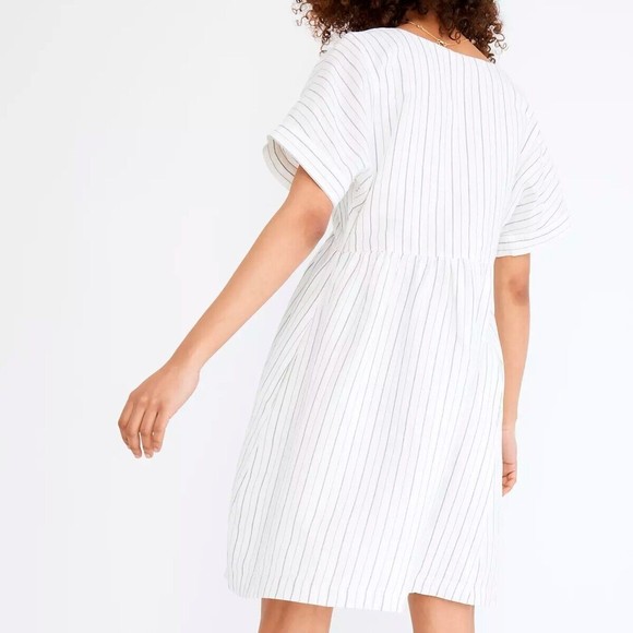 Madewell White Striped V-Neck Dress - Picture 2 of 9
